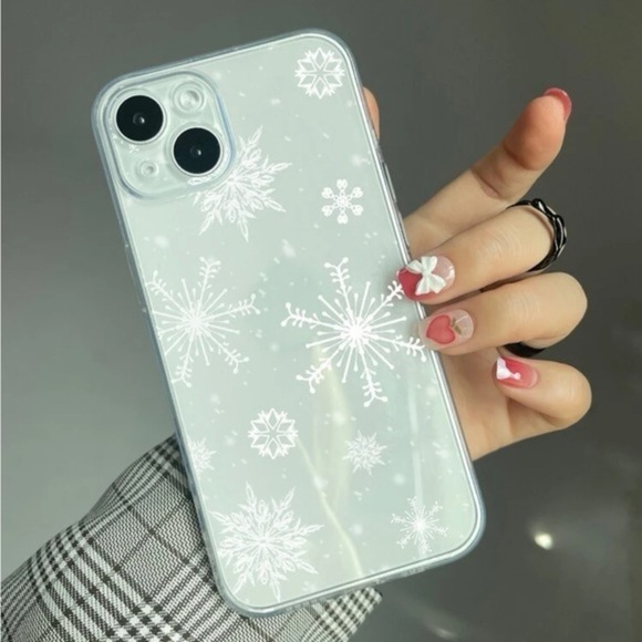 ⚠️Clearance🫧iPhone 14 Pro/ iPhone 14 Plus Clear Snowflake iPhone Case - Picture 1 of 3